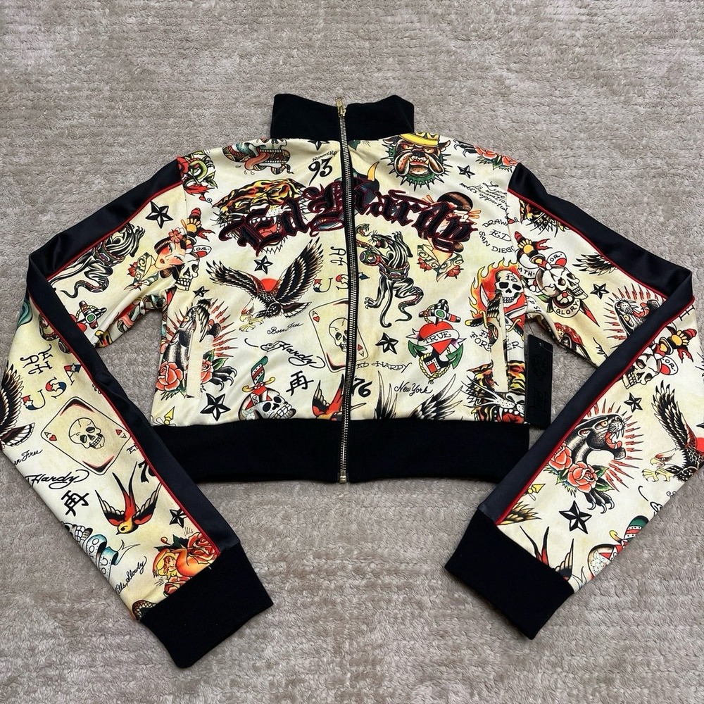 Ed Hardy Tattoo Print Track Jacket new with tags women's size small